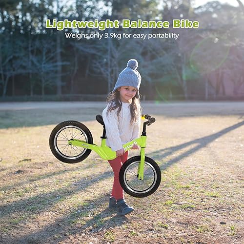 Miniatura 8 de Bicicleta de equilibrio para niños y niñas de 3, 4, 5, 6 años, neumáticos de aire con marco de aleación de magnesio, ligera, sin pedales, bicicleta