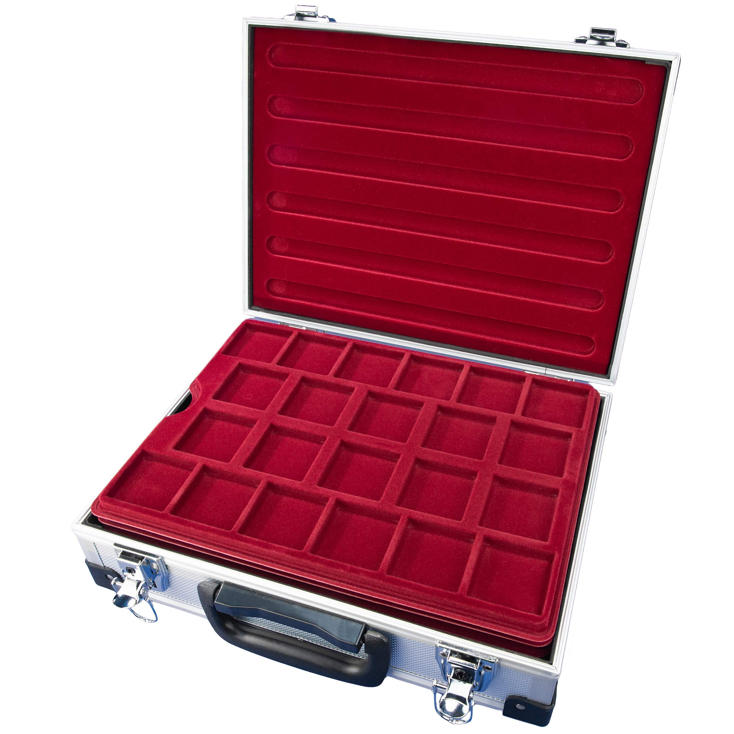 MC.Sammler Caja para monedas con 5 bandejas para 161 monedas diferentes, para guardar monedas grandes a pequeñas, medallas, diámetro 26, 32, 36, 46, 50 mm