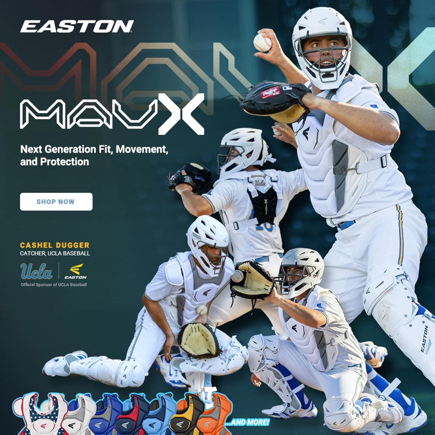 Easton | MAV X Series Catcher’s Helmet | NOCSAE Certified | Small & Large Sizes | Multiple Colors
