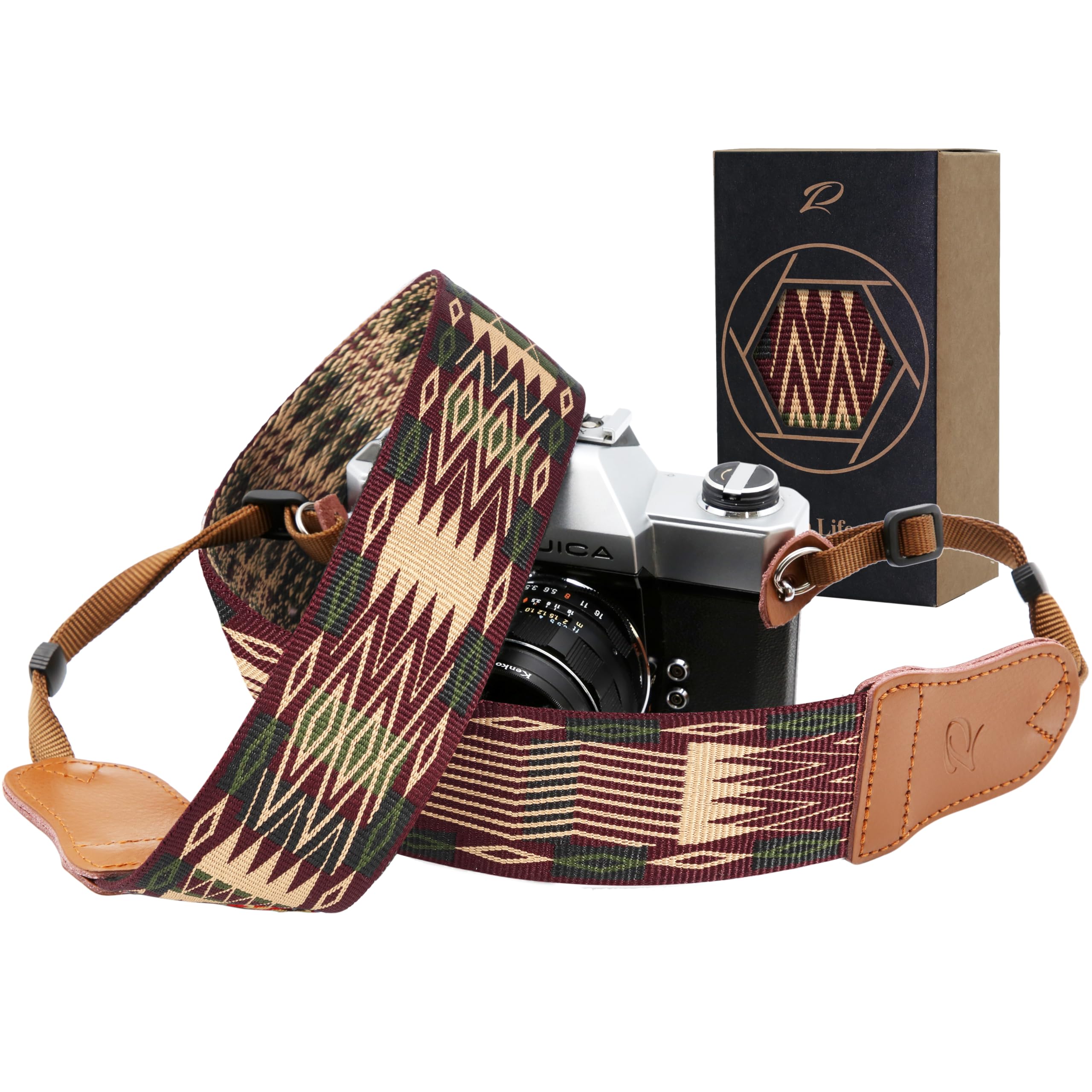Padwa Lifestyle Vintage Camera Strap - 2" Wide Woven Embroidered Floral Pattern Shoulder Neck Camera Straps for Photographers，Great Gift for Men &amp; Women Photographers