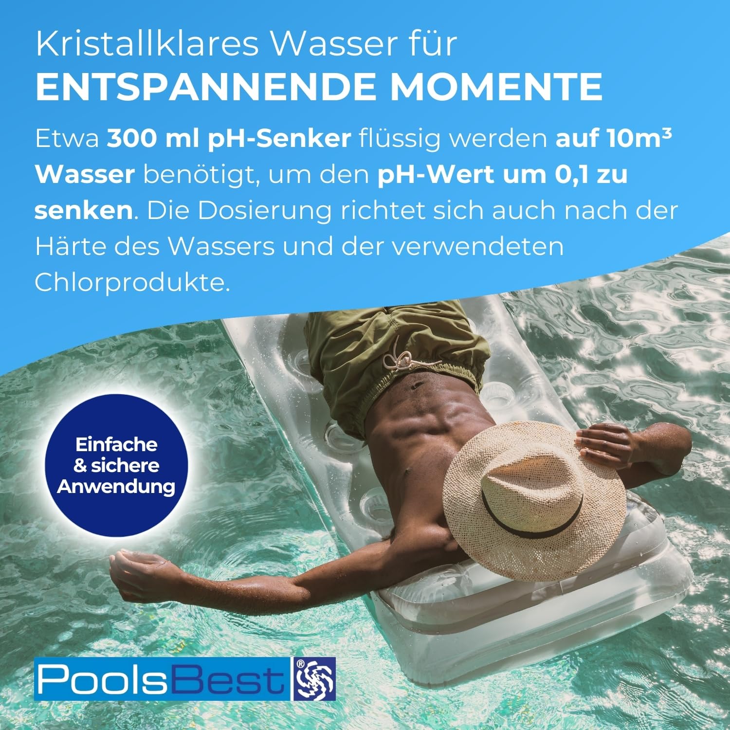 PoolsBest pH Senker flüssig 22 kg pH-Minus 14,9% Schwefelsäure pH-Wert Regulierung für Pools