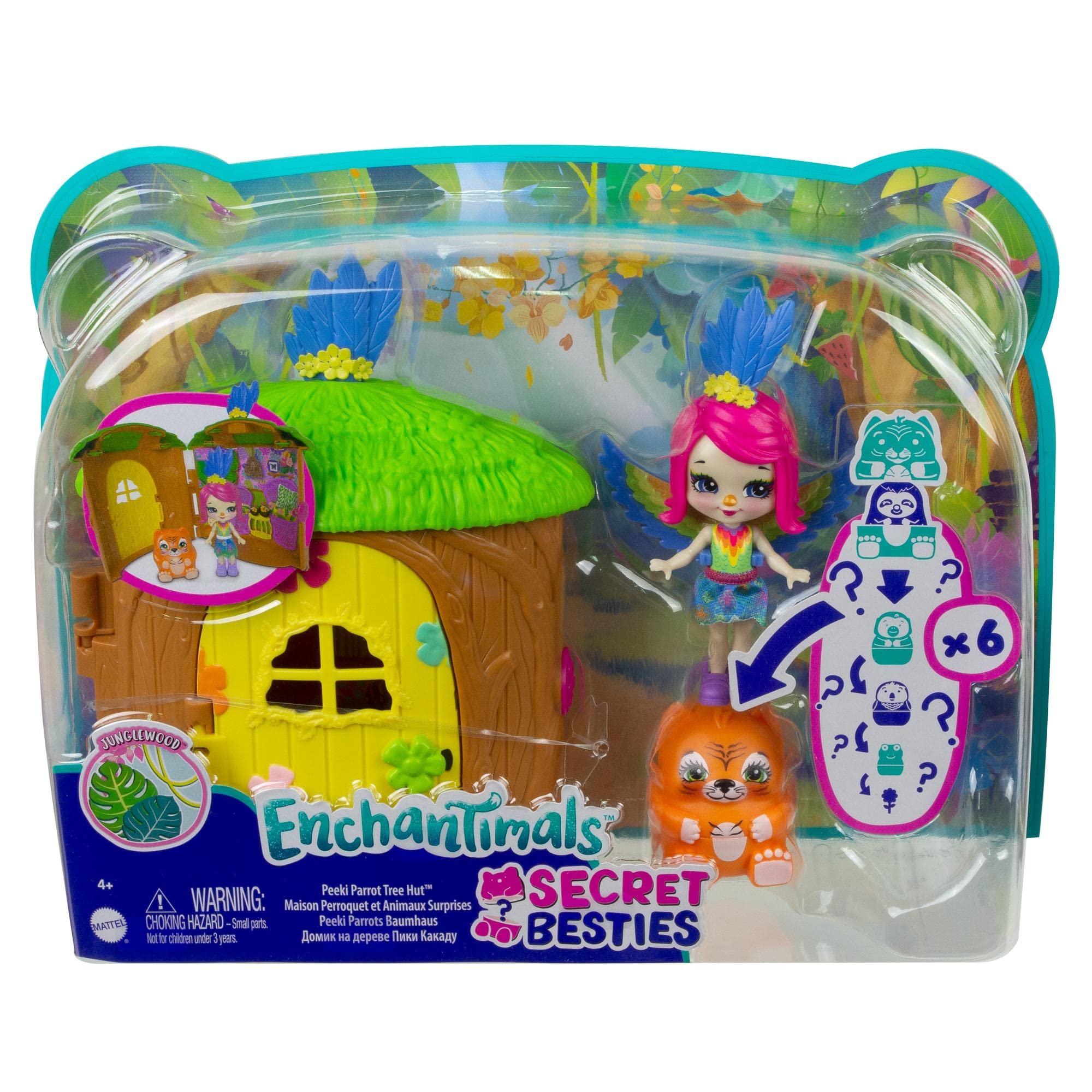 Enchantimals Boomhut Peeki Papegaai – Met Pop (9 Cm) & 5 Dierenfiguren – Junglewood Collectie – Cadeau Voor Kinderen Vanaf 3 Jaar