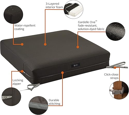 Miniatura 3 de Classic Accessories Ravenna - Cojín para silla de patio o sofá biplaza resistente al agua, 25 x 27 x 5 pulgadas, color expreso