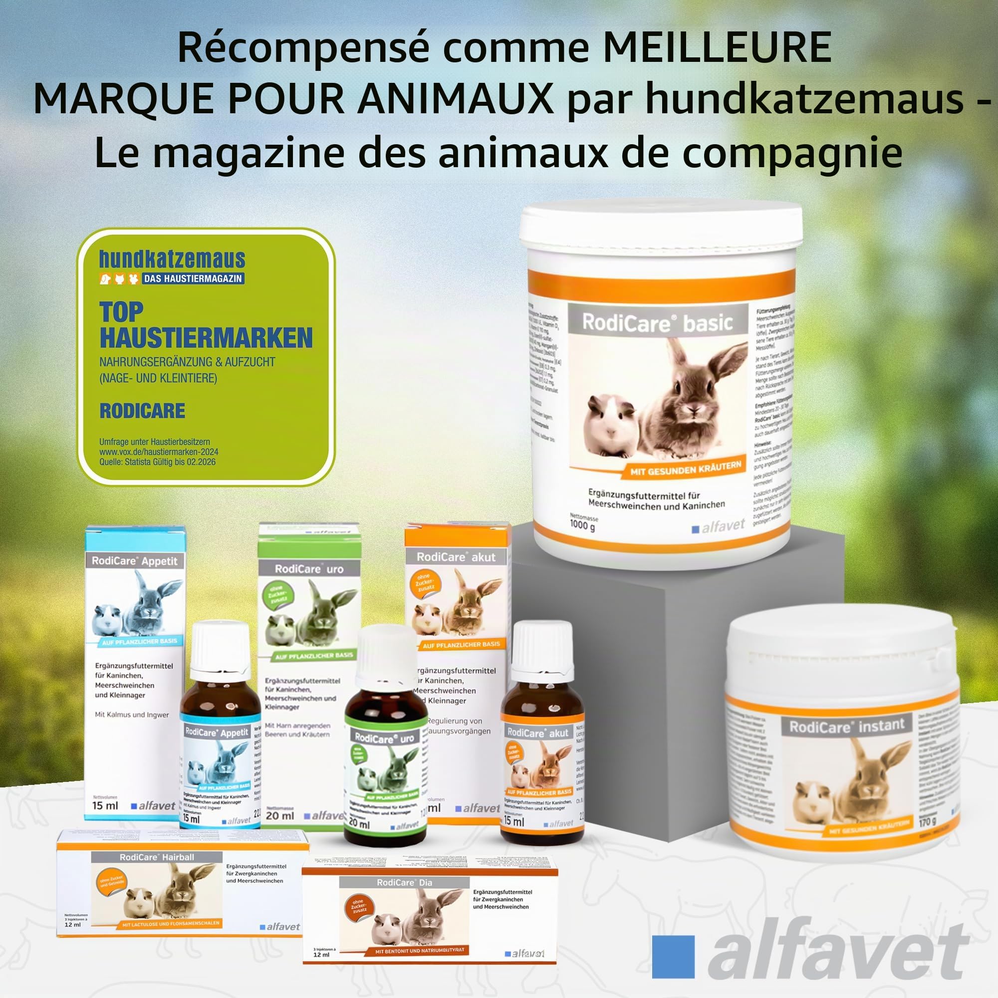 alfavet RodiCare Basic, granulés aux Herbes, Riches en Fibres brutes, complément Alimentaire pour cochons d'Inde et Lapins, Seau de 4 kg