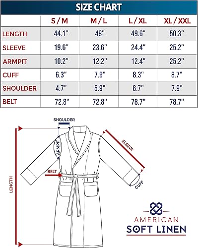 Miniatura 8 de American Soft Linen Paquete de bata unisex XL XXL y juego de toallas de 6 piezas