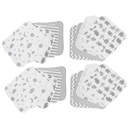 Spasilk Juego de toallitas para niños y niñas recién nacidos, juego de toallas de rizo suave, paquete de 20, gris celestial