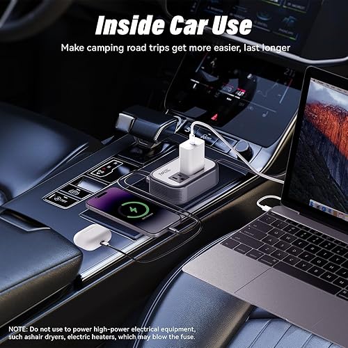 Miniatura 8 de Foval - Inversor de corriente para automóvil 200 W CC 12 V a 110 V convertidor de CA con 4 puertos de carga USB