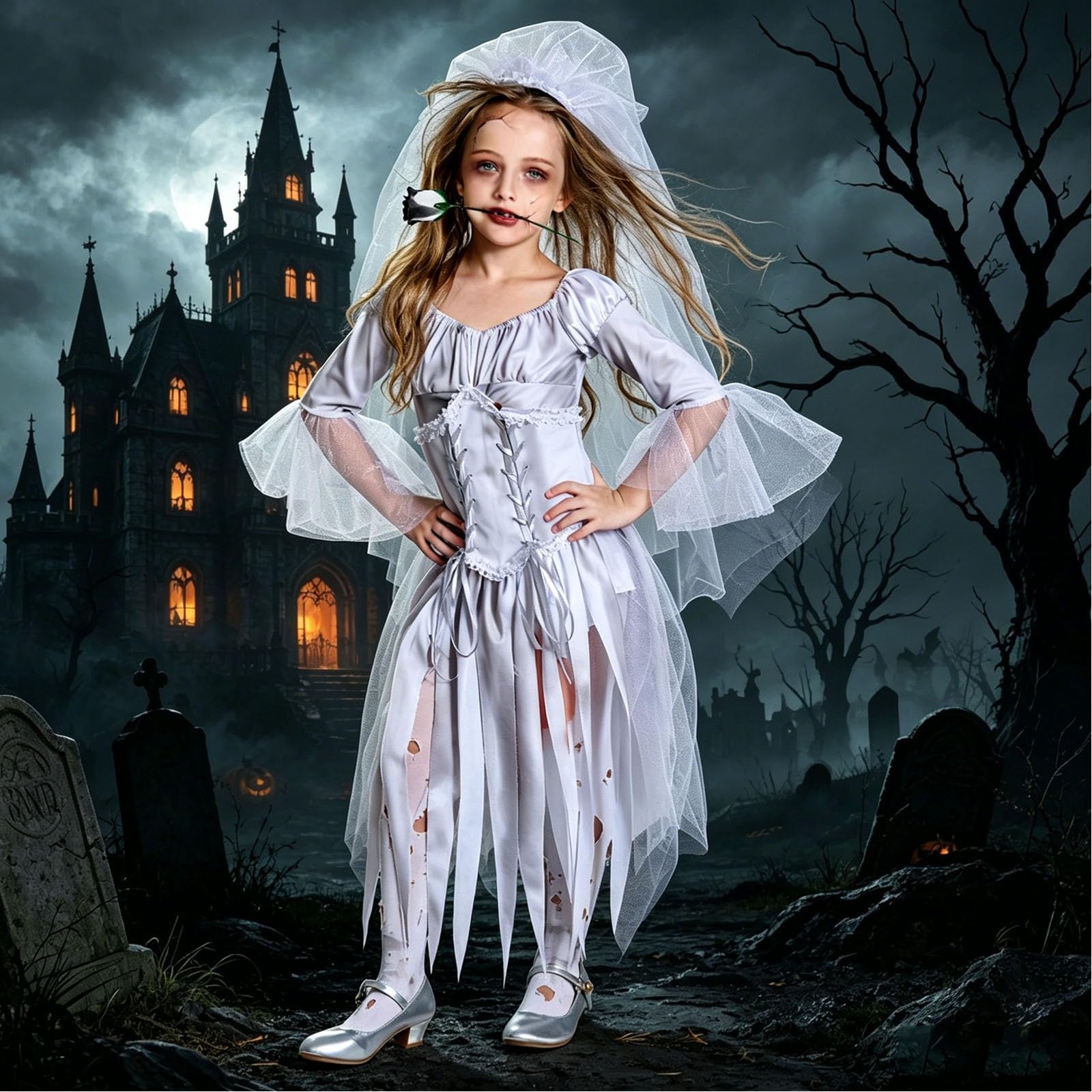 Halloween KostüM Kinder MäDchen Jungen Vampir HexenkostüM Fledermaus,Mittelalterliches Gothic Cosplay für Halloween Prinzessin Party Outfit mit Stil