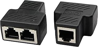 RJ45 Network Splitter Adapter zdyCGTime 1 RJ45 Female to 2 RJ45 Female Network Splitter Adapter, LAN Connector, Suitable for Two Devices at The Same time Online.(1-Pair)