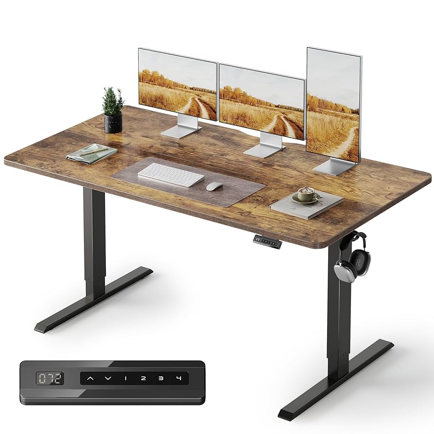 FEZIBO電動昇降式デスク スタンディングデスク 上下昇降デスク　ブラウン Amazon | FEZIBO 電動 昇降デスク スタンディングデスク 幅160cm