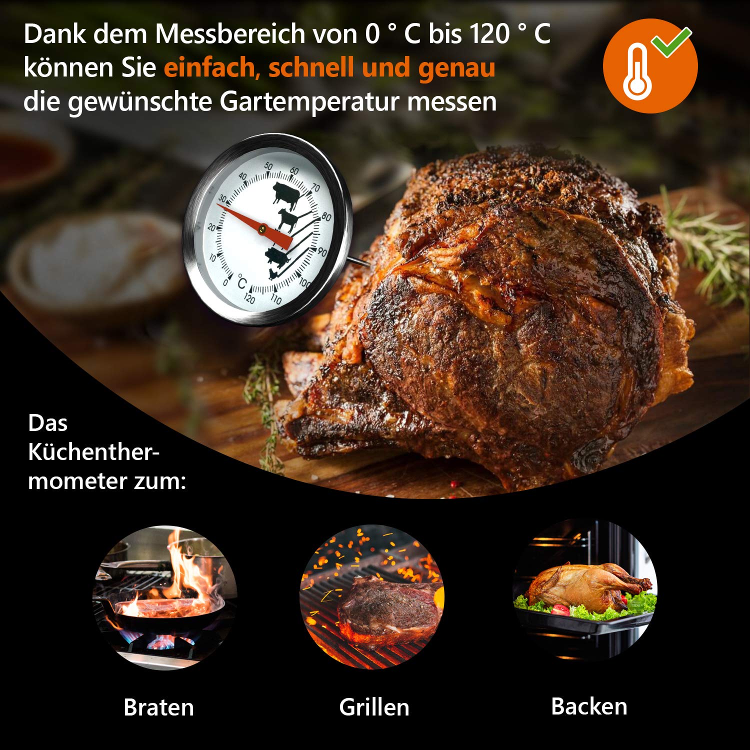 Termometro Per Barbecue Di Ricambio Per Master Forge, Cuisinart, Backyard, Uniflame E Altre - Foto 6