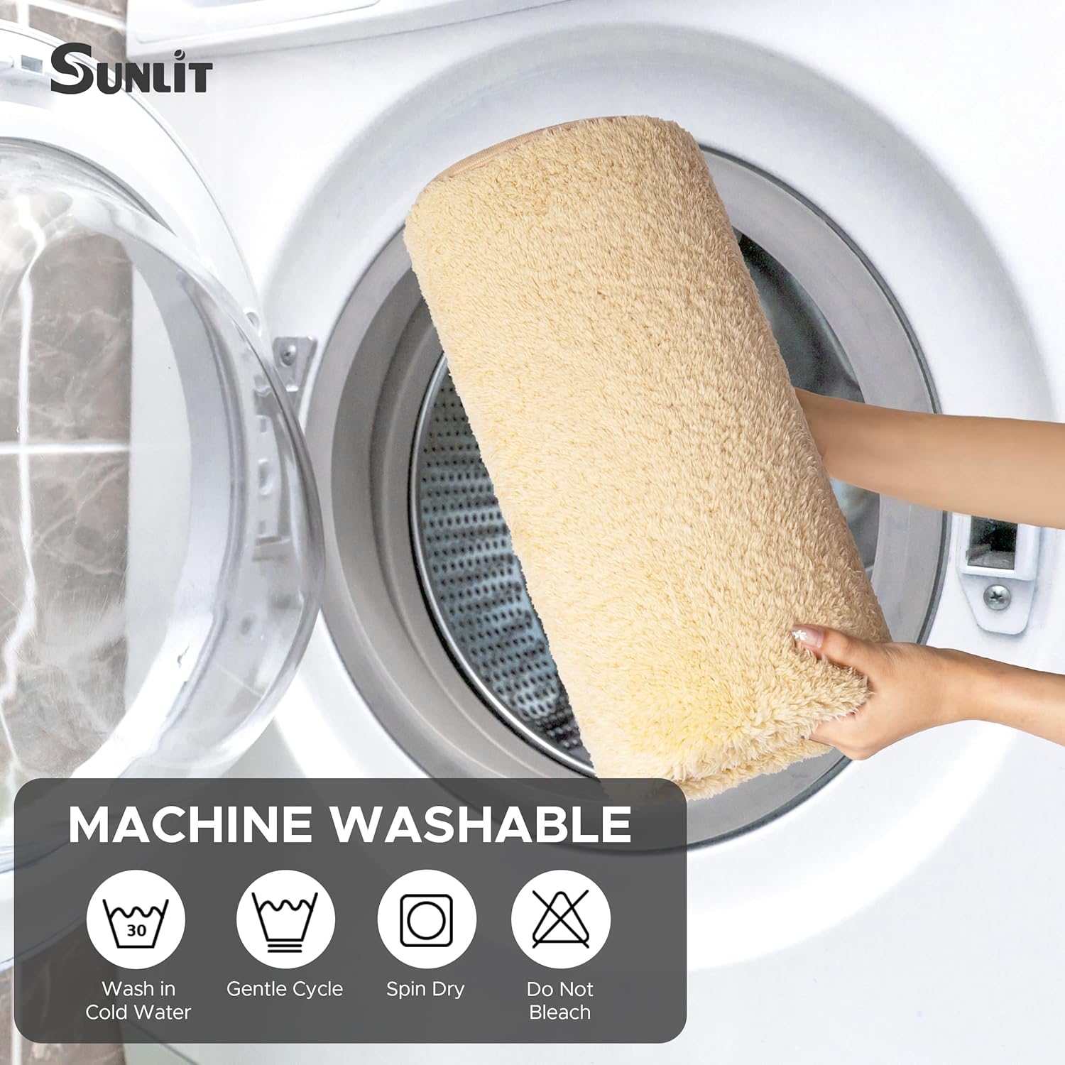 Sunlit Square Bathroom Rug 32x32, Soft Super Absorbent Bath Mat Quick Dry, Washable Bathroom Mat, Non-Slip Square Bath Rug, Cozy Shower Rugs Bathmat, Beige - Image 7