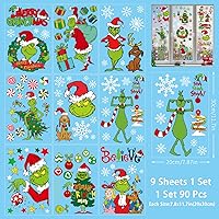 Vista 6 de Christmas Window Clings Xmas Decor - 90 PCS Reusable Double Sided Static Window Stickers - Merry Christmas Gel Decals for Xmas Decorations Indoor