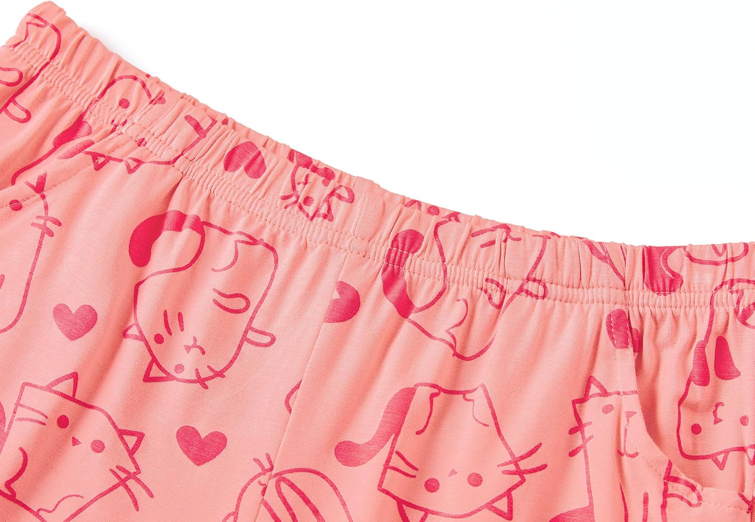 Tebbis Little & Big Girls Striped & Cat Pajama Set - Soft Modal Fiber 2-Piece Summer PJ’s in Sizes 6-18 - Image 6