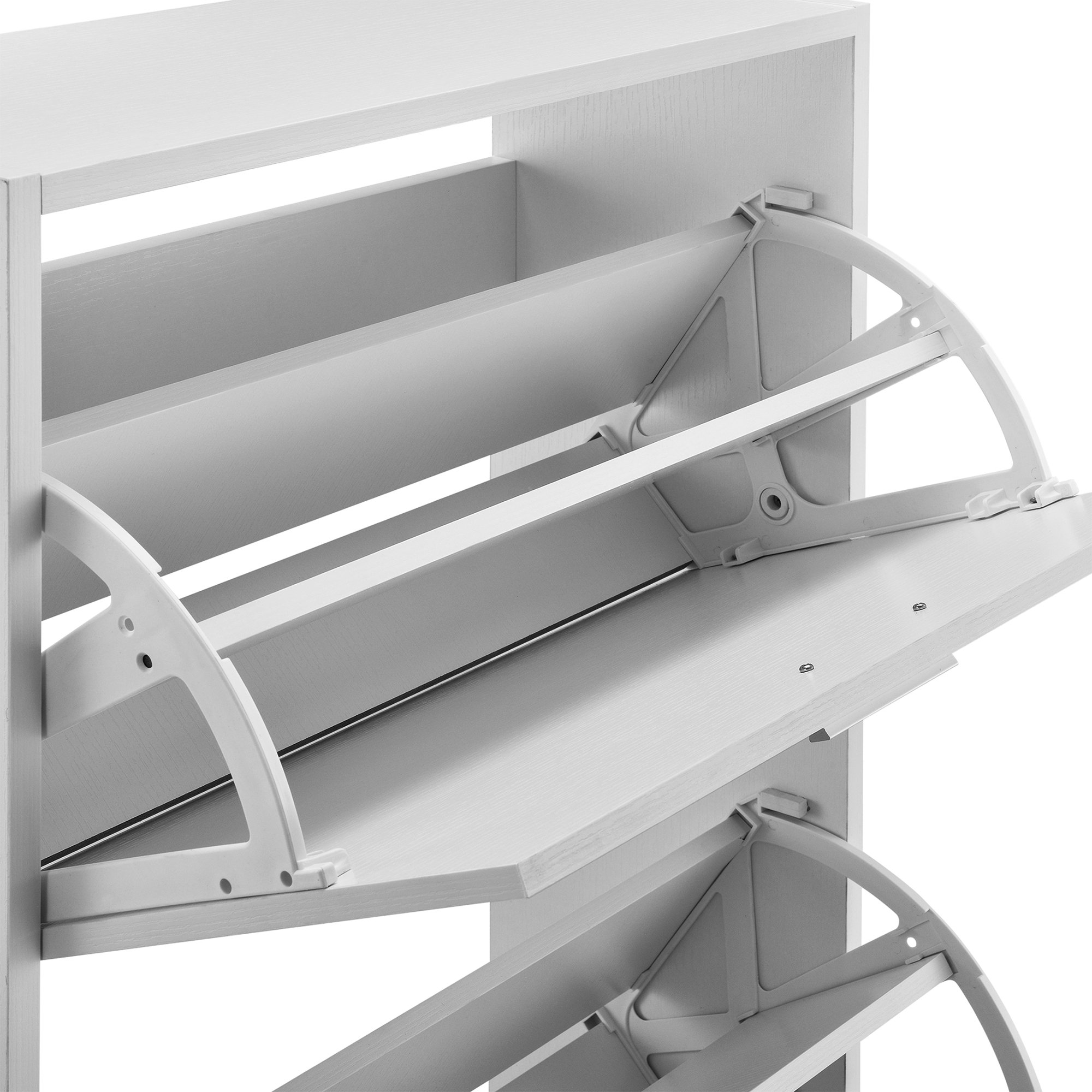 [en.casa] Armario Zapatero Sykkylven Organizador de Zapatos con 2 Puertas para 12 Pares Mueble Zapatero Estrecho para Entrada Recibidor 81 x 63 x 24 cm - Blanco