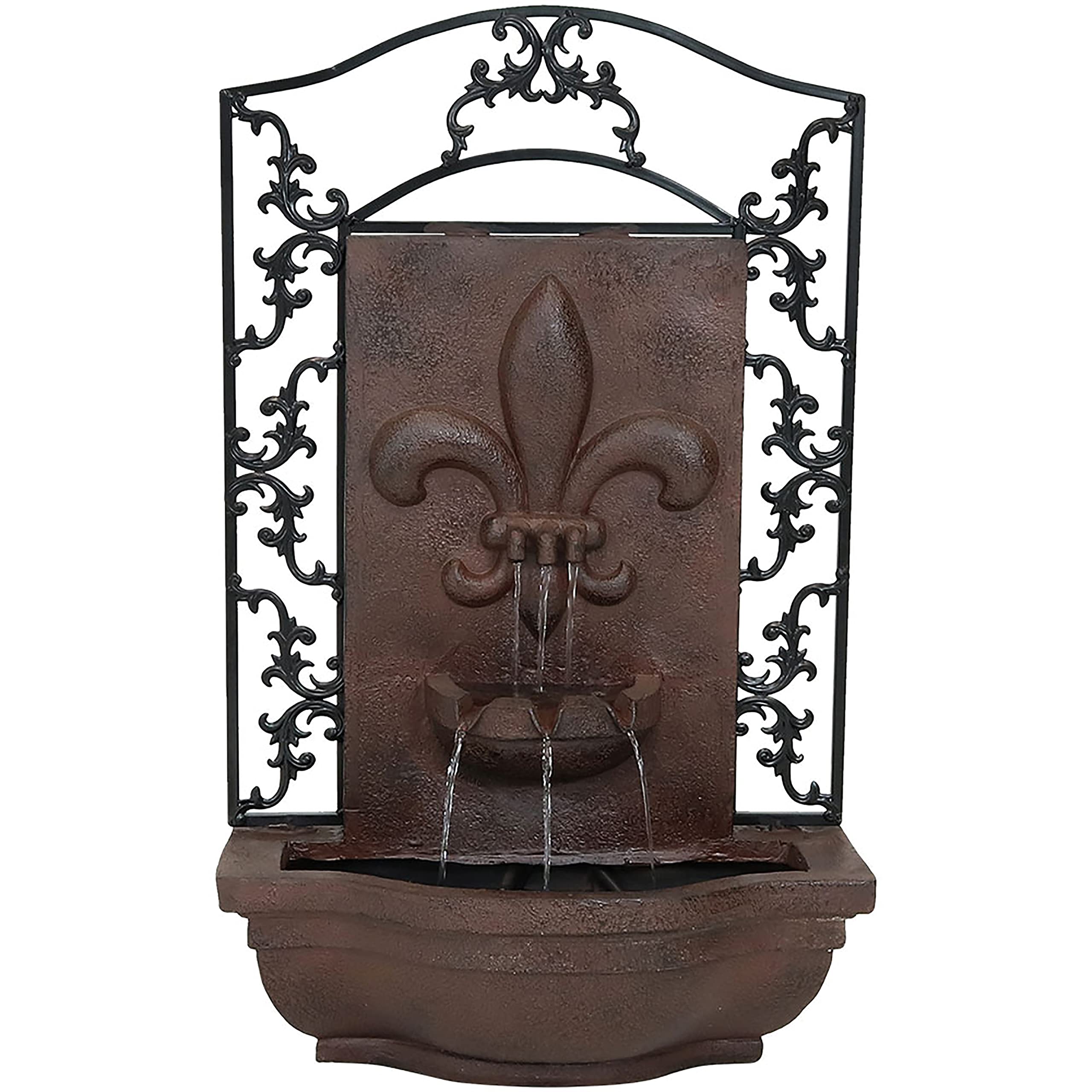 Buy Sunnydaze French Lily 33Inch Polystone Outdoor Wall Water Fountain