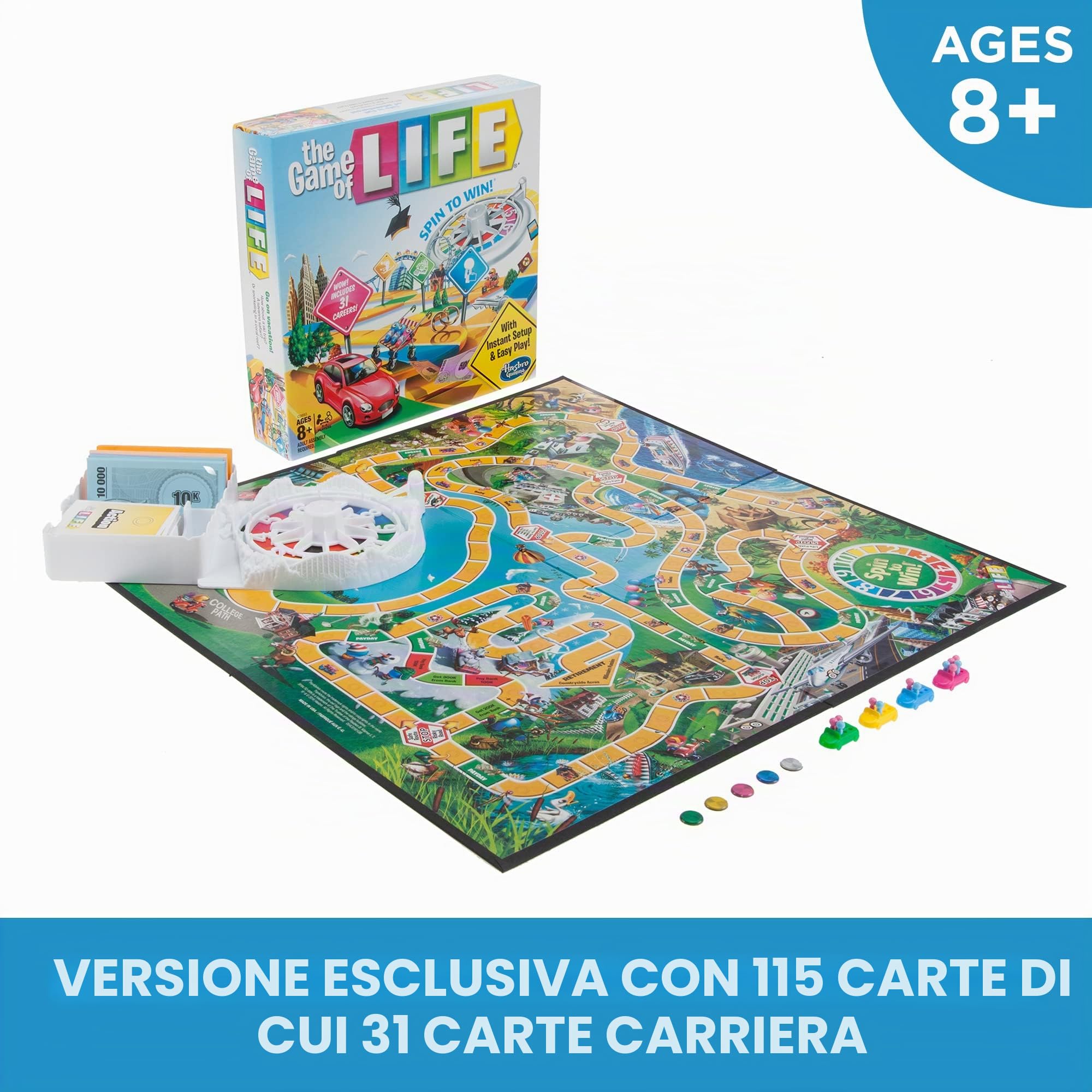 Hasbro Gaming Gioco della Vita Edizione Limitata Esclusiva Amazon, 2 Giocatori, Età 6+