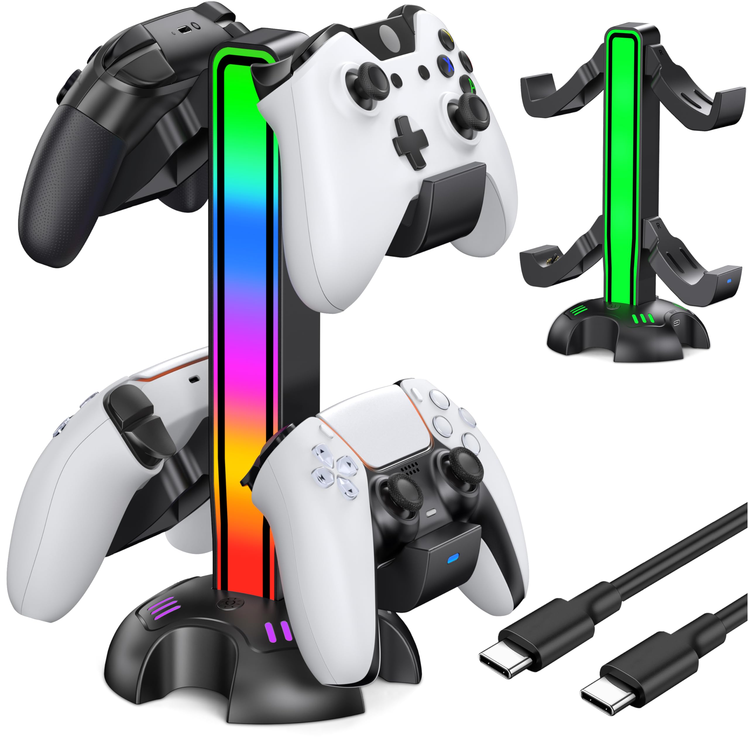 Controller Charging Station with 2 Charging Ports for PS5 Detachable Controller Holder for PS5 Xbox Switch PC Dynamic