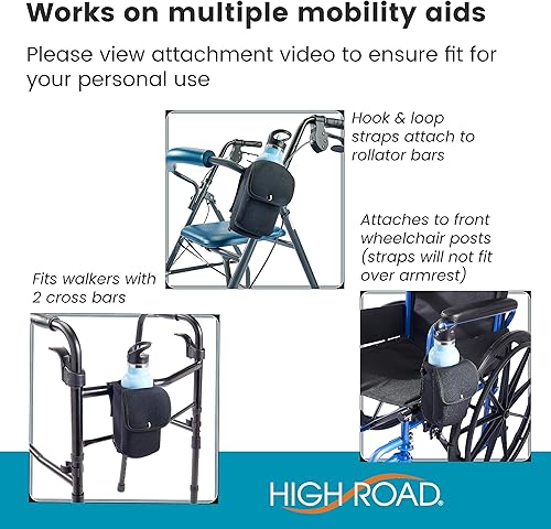 Miniatura 3 de High Road Soporte de neopreno para botellas y bolsa para teléfono para equipos de movilidad y scooters eléctricos, portavasos para cochecitos,