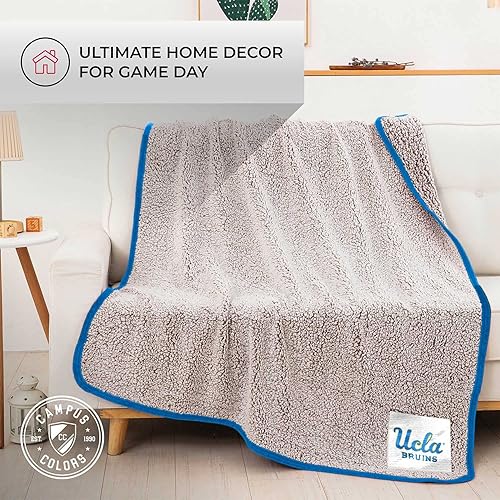 Miniatura 4 de Northwest Manta universitaria de seda de la NCAA, súper suave y esponjosa, 60 x 50 pulgadas, experimenta la máxima comodidad y comodidad (UCLA
