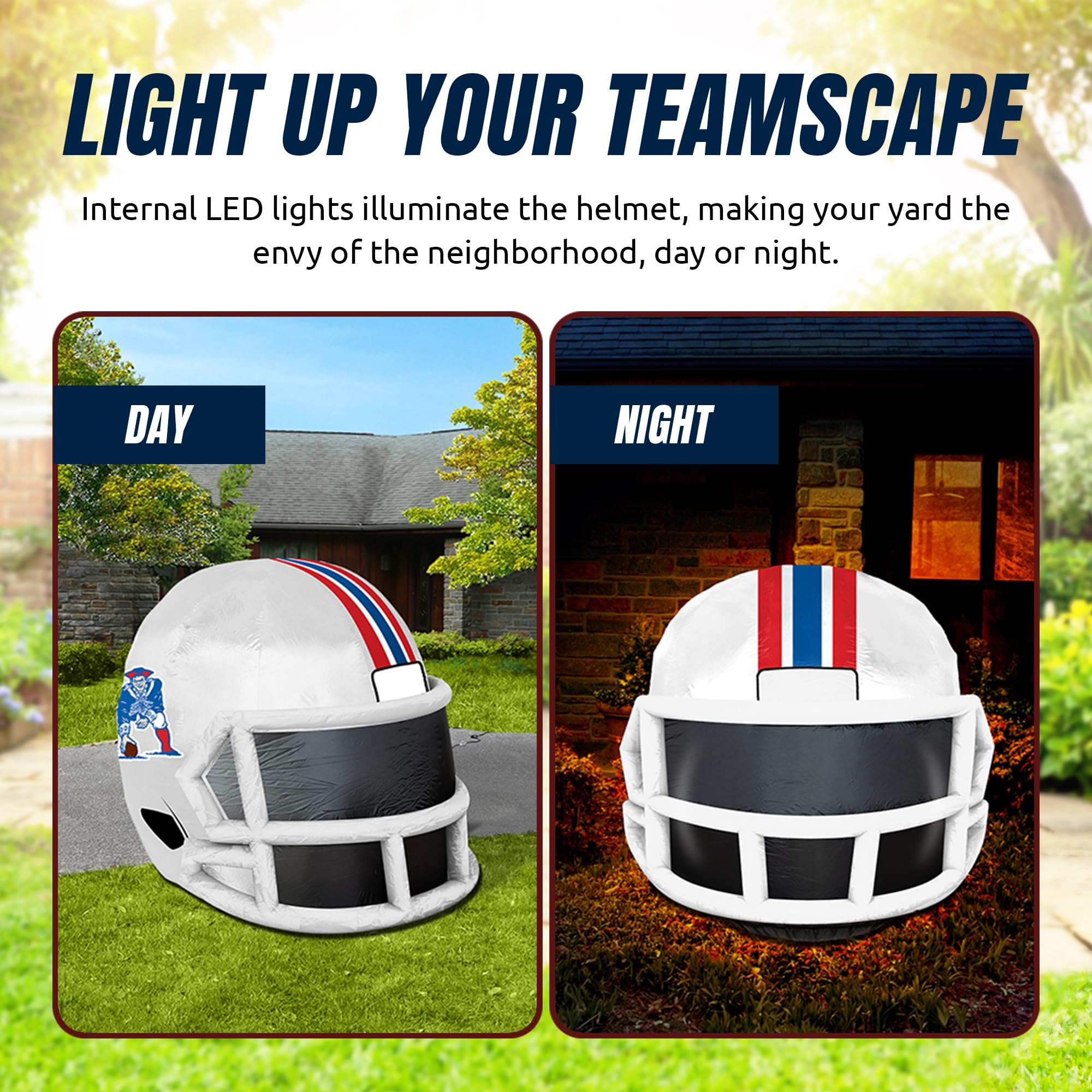 Sporticulture NFL New England Patriots 4ft Inflatable Retro Helmet with LED Lights & Built-in Blower
