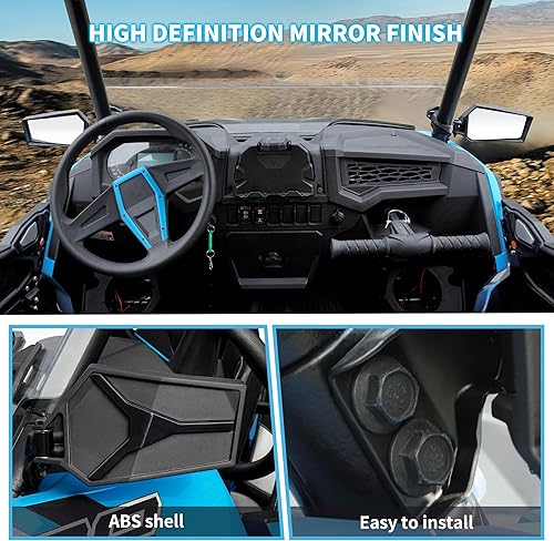 Miniatura 4 de Espejos laterales retrovisores para Polaris RZR XP 1000, espejos retrovisores laterales transparentes plegables ajustables para accesorios Polaris
