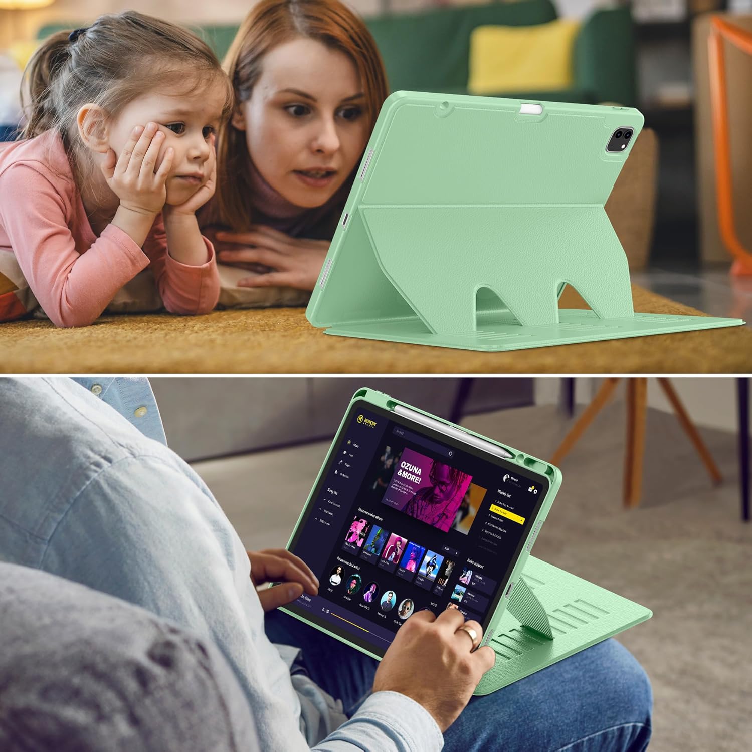 VIKESI Case for iPad Air 13 inch (M4) 2026 / (M3) 2025 / (M2) 2024,Multiple Angles Magnetic Stand Cover,Shockproof Soft Back,Pencil Holder,and Auto Sleep/Wake,Matcha