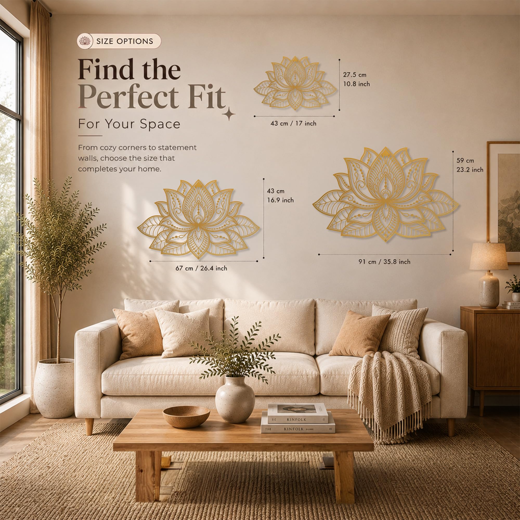 Mandala Wall Decor - Lotus Flower Metal Art -4