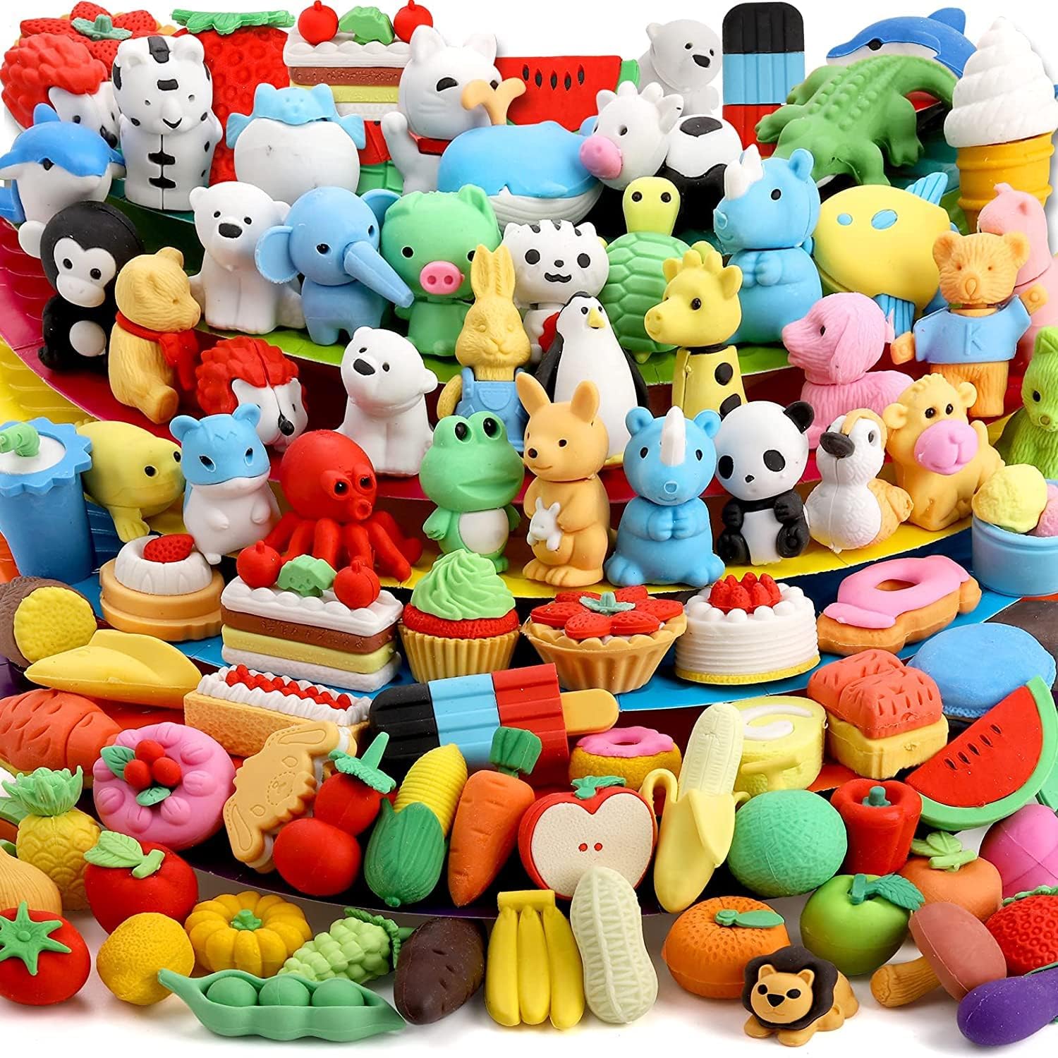 WUWEOT 125 Pack Animal Erasers, Desk Pets Pencil Erasers, 3D Puzzle