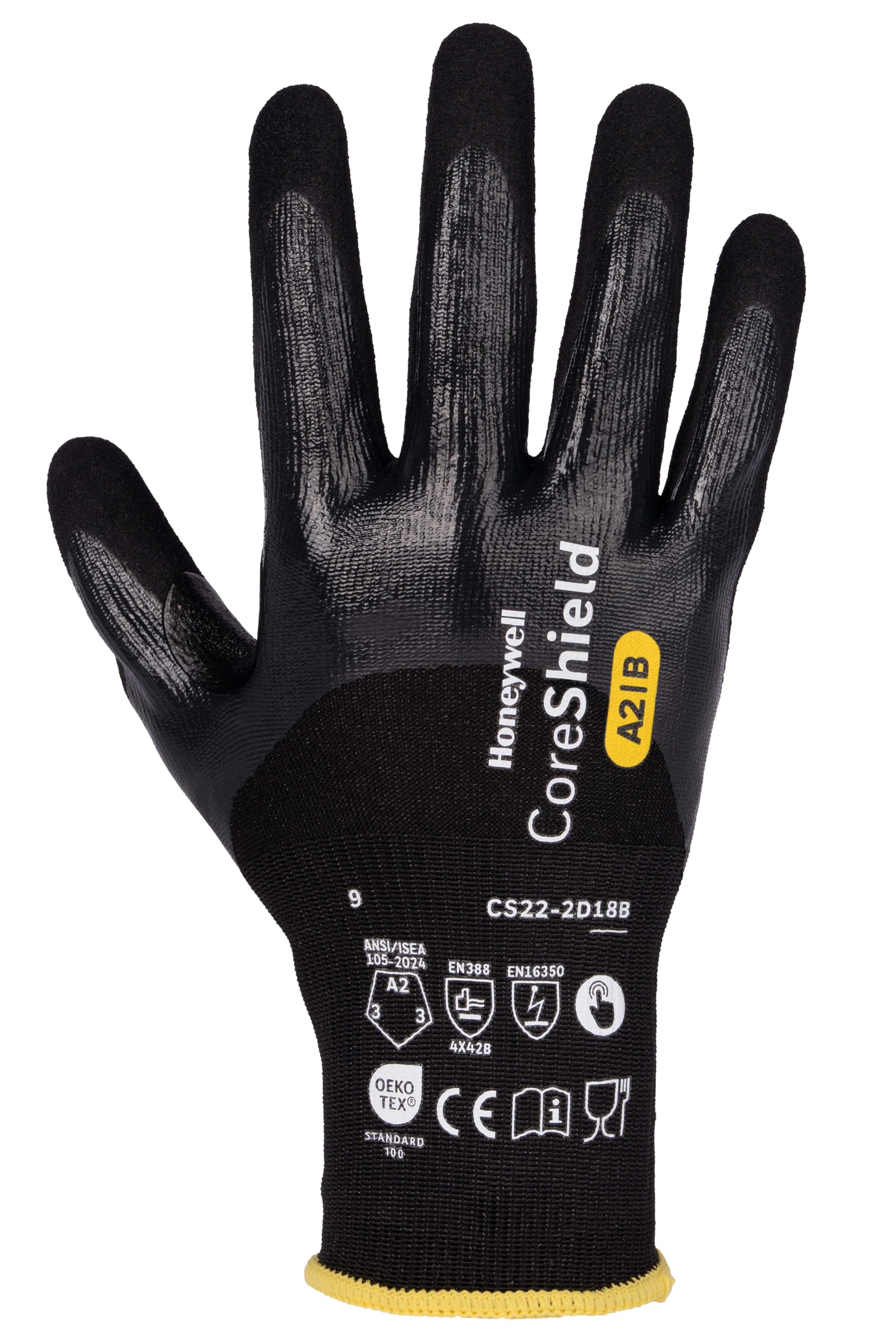 Honeywell Coreshield 3.0 Gants Anti-Coupures CS22-2D18B, Certifiés Alimentaire, Sans Silicone, Antistatiques, Lavables, Coupure A2/B, Taille 6XS, Jauge 18, CS22-2D18B-6 (Bellyband avec 10 Paires)