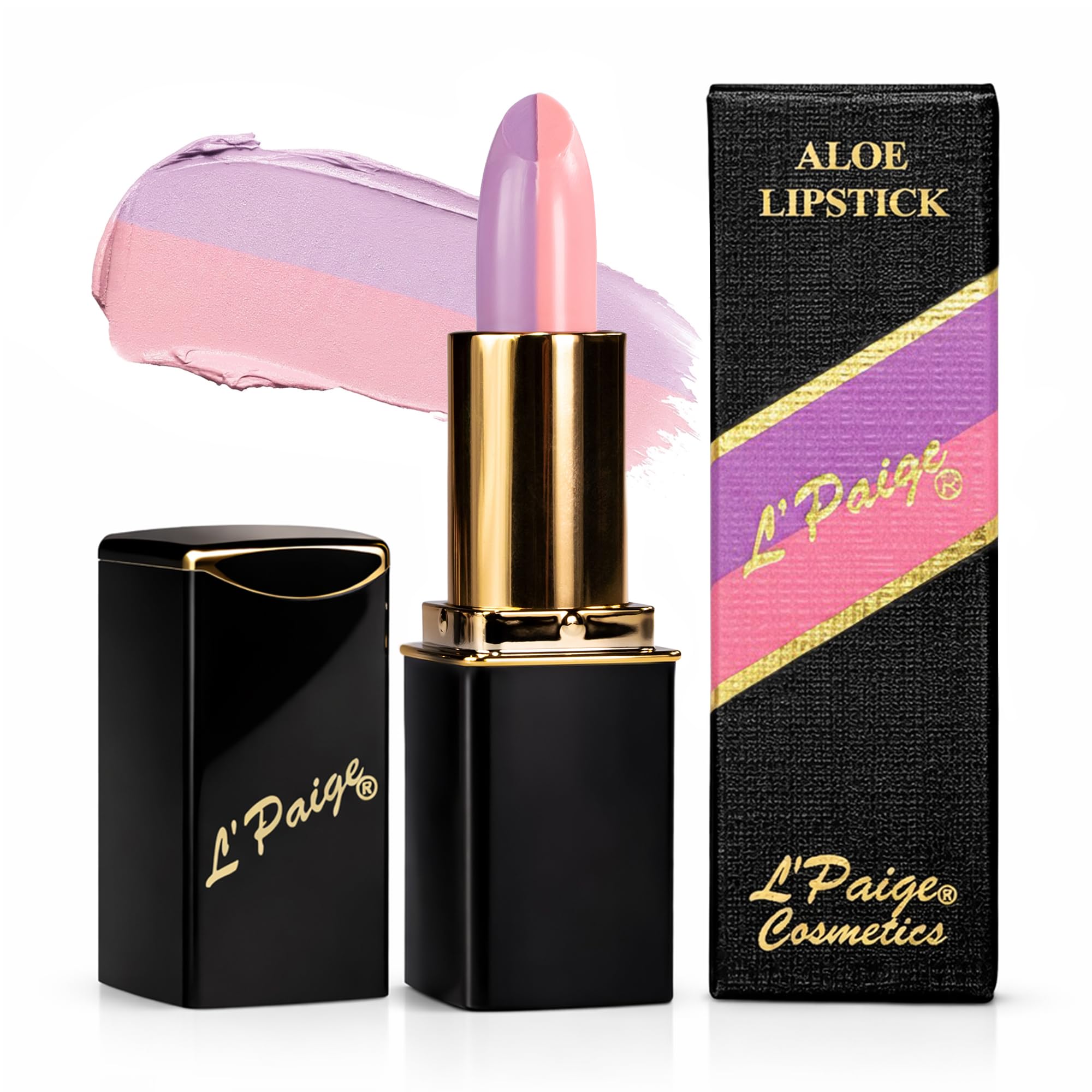L'Paige Split-Stick Lipstick – Pink/Orchid, Dual-Sided Aloe Vera-Based Hydrating Creamy Formula, Long-Lasting Smooth Wear, Buildable Color with Soft Vibrant Finish for Daily Use, Shade L08