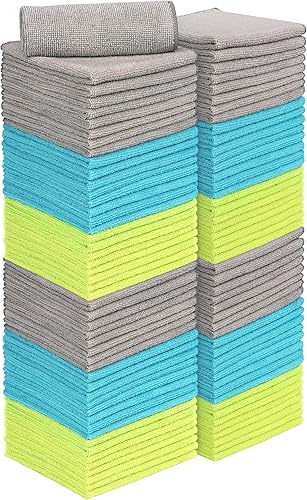 AIDEA Paños de limpieza de microfibra, paquete de 100 unidades, más suaves, altamente absorbentes, sin pelusas, para casa, cocina, automóvil,