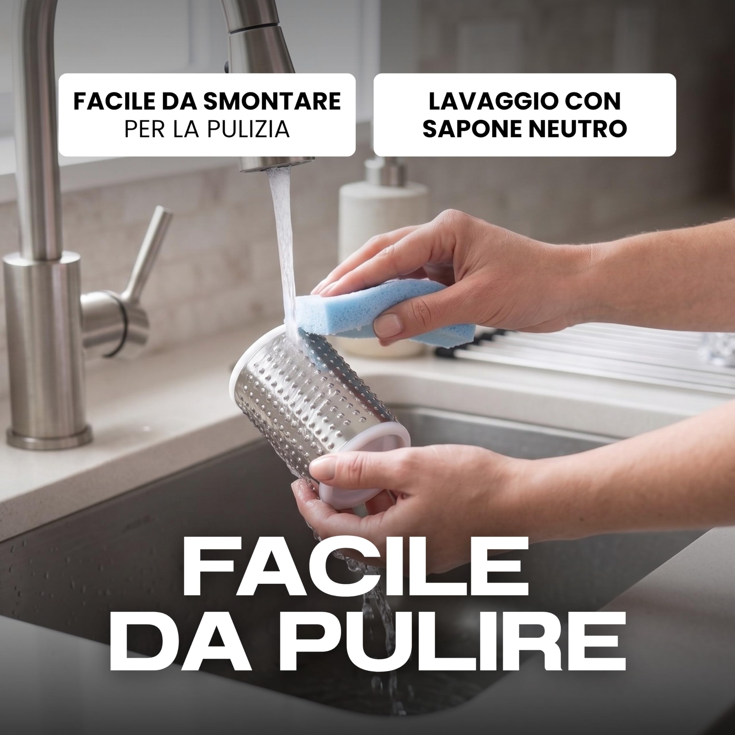 Reber Grattugia Elettrica per Formaggio 140W - Ideale per Parmigiano, Pane Secco, Cioccolato e Frutta Secca - Uso Continuo senza Soste - Facile da Pulire - Fido Silver