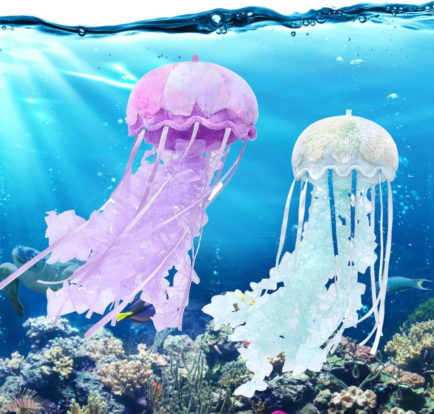 Realistic Jellyfish Stuffed Animal, Cute Plush Toy for Birthday Room Decor, Sea Animal Collection Gift for Boys and Girls (Bright Purple)