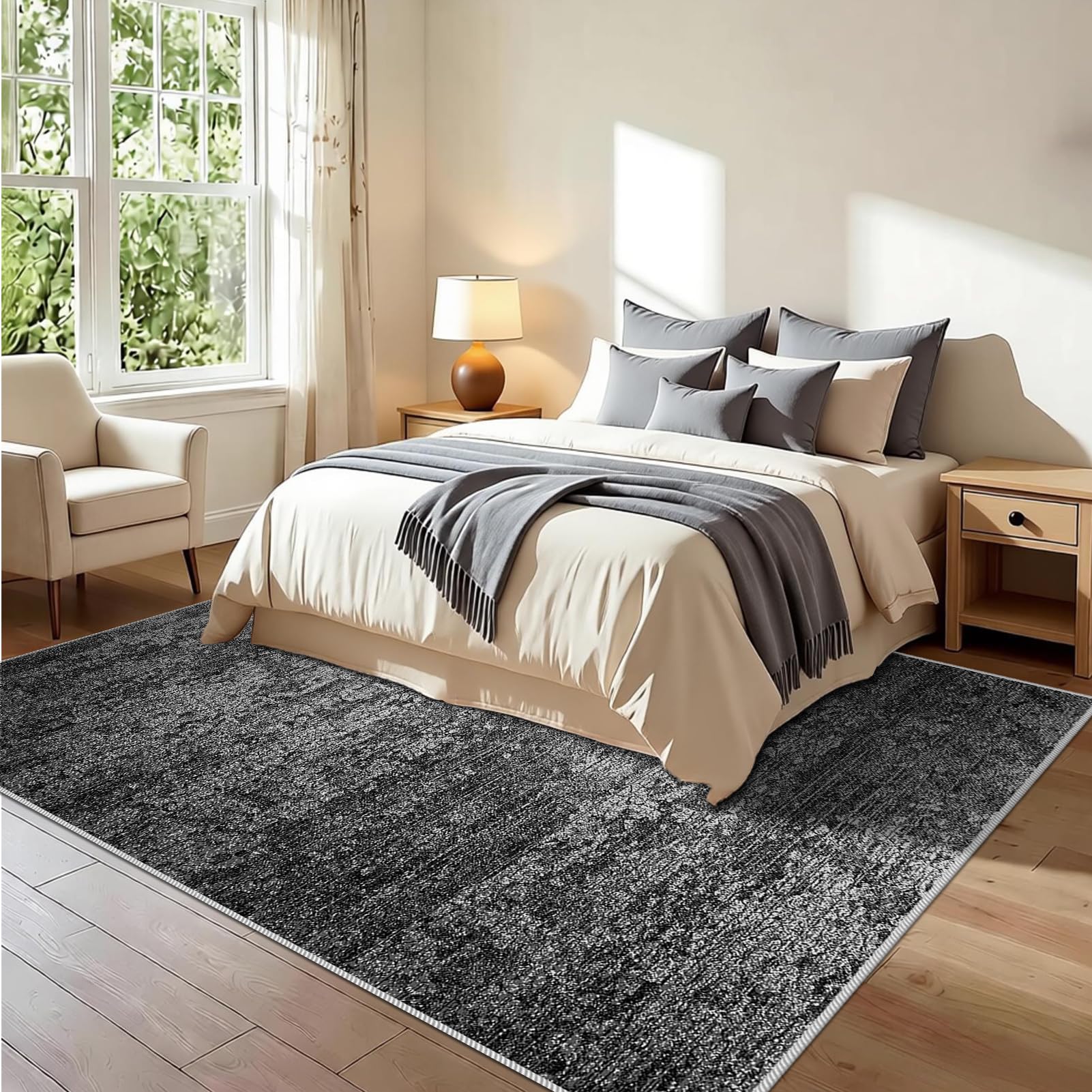 Dywan do salonu, nadający się do prania w pralce, 90 x 130 cm Antypoślizgowy spód łóżka, mata podłogowa do kuchni, dywan do jadalni do wnętrz, dywan dziecięcy do sypialni, dywanik do