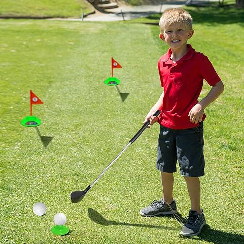 Miniatura 3 de JOINBO Juego de palos de golf para niños pequeños, para mano derecha, 6 pelotas, 3 palos de golf, 2 hoyos de práctica, 2 bases, juguetes deportivos