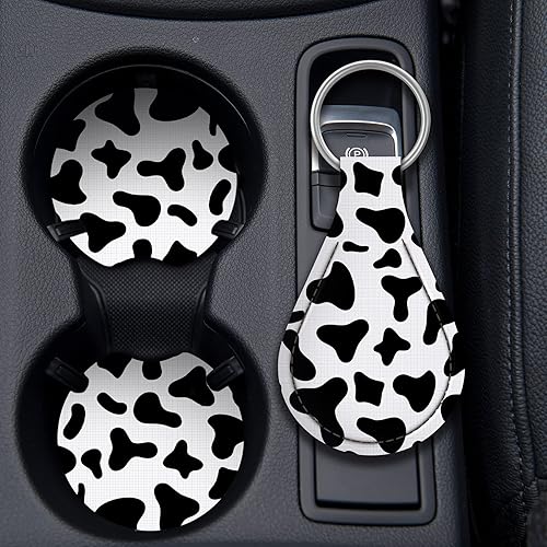 Miniatura 4 de Zadin - Funda para volante con estampado de leopardo con portavasos y llavero incluido  Funda para volante estilo leopardo lindo y a la moda, ajuste