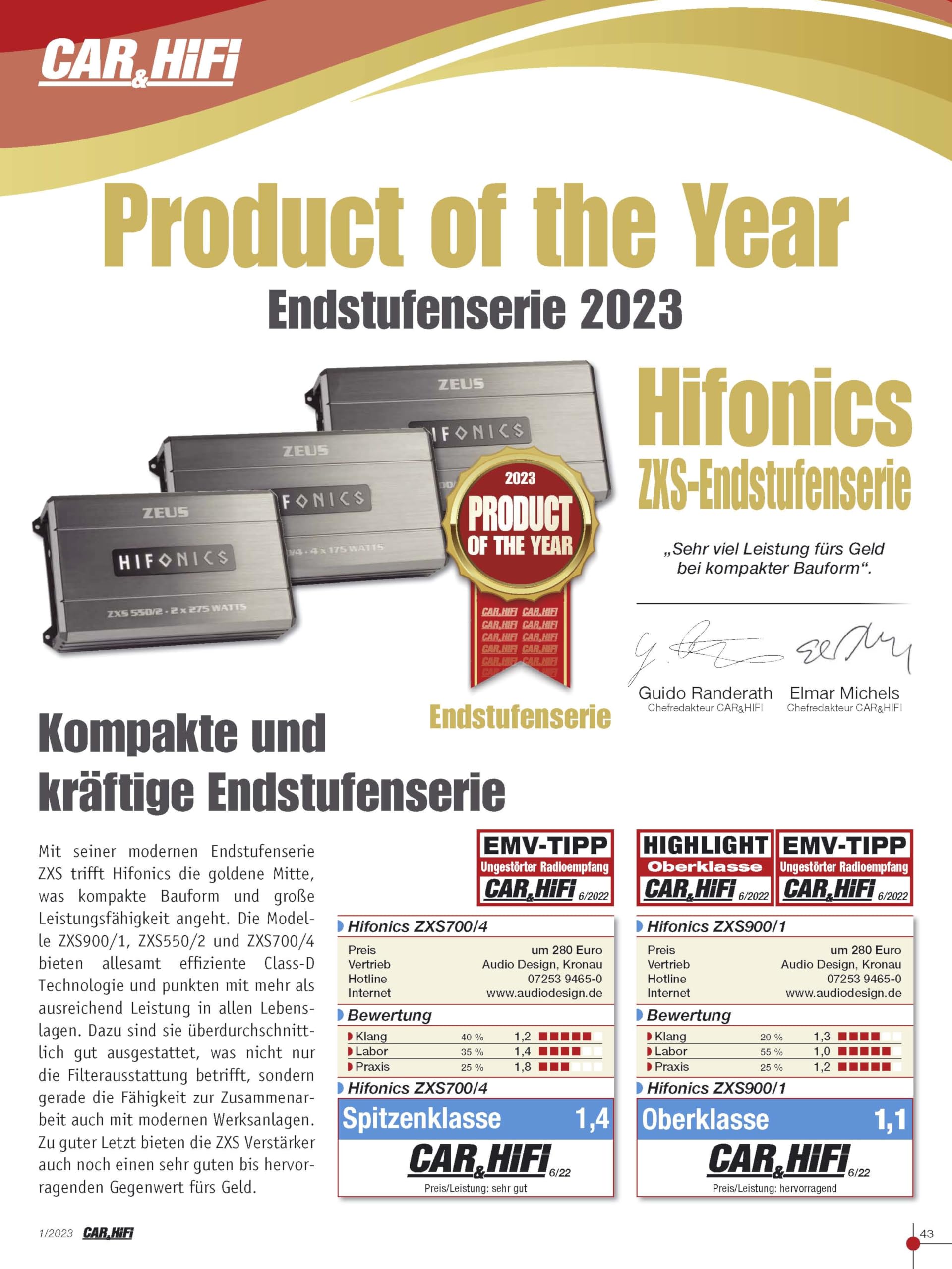 Hifonics ZXS550/2 - Class D Digital 2-Kanal Compact Verstärker mit 550W RMS | Zeus Street Serie