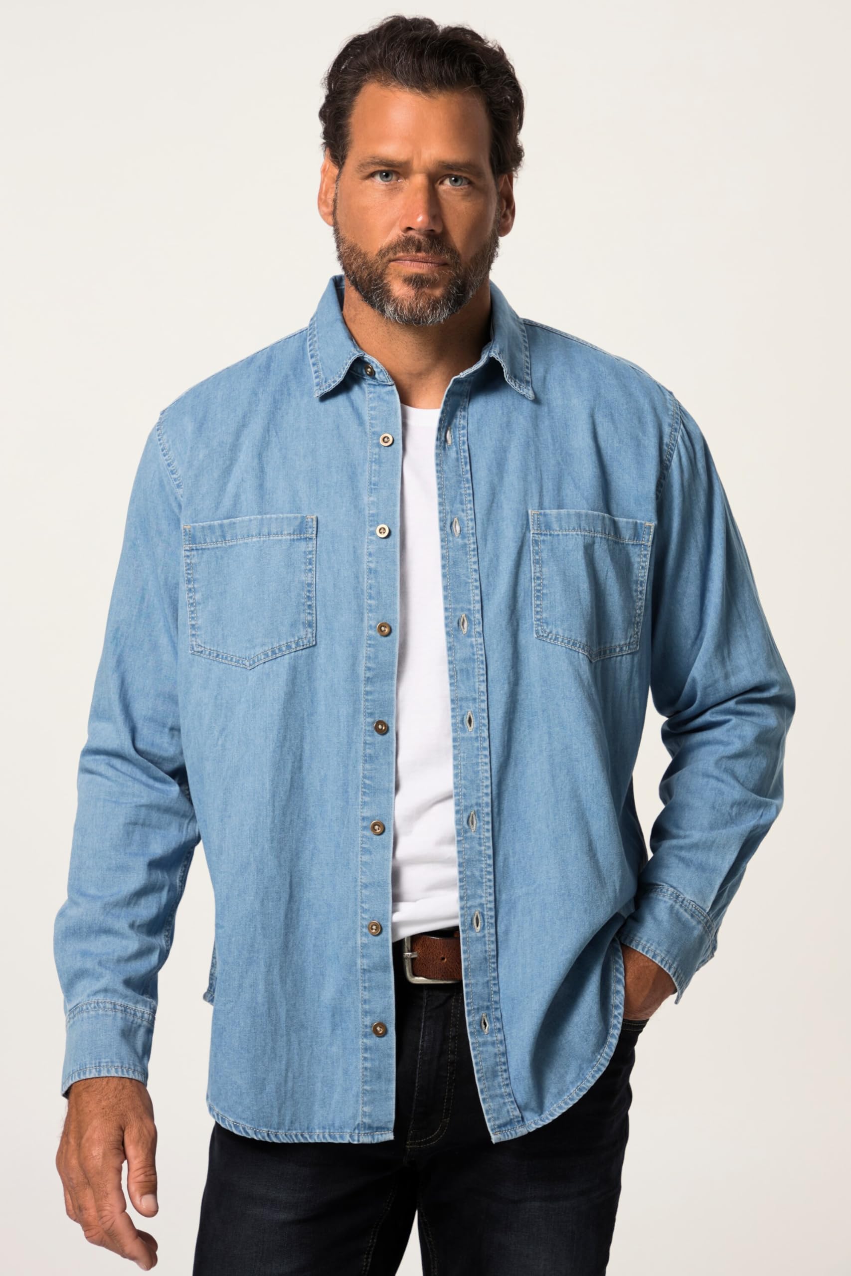 JP 1880 Camicia in Denim, MF, Kent, 1/1 Camicia Uomo (Pacco da 1)