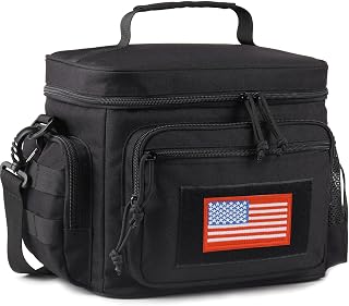 Lunch Box for Men, Tactical Lunch Bag MOLLE Webbing Leakproof Insulated Large Lunch Cooler Women Adult Meal with Adjustable Shoulder Strap Durable Lunch Pail(Black)