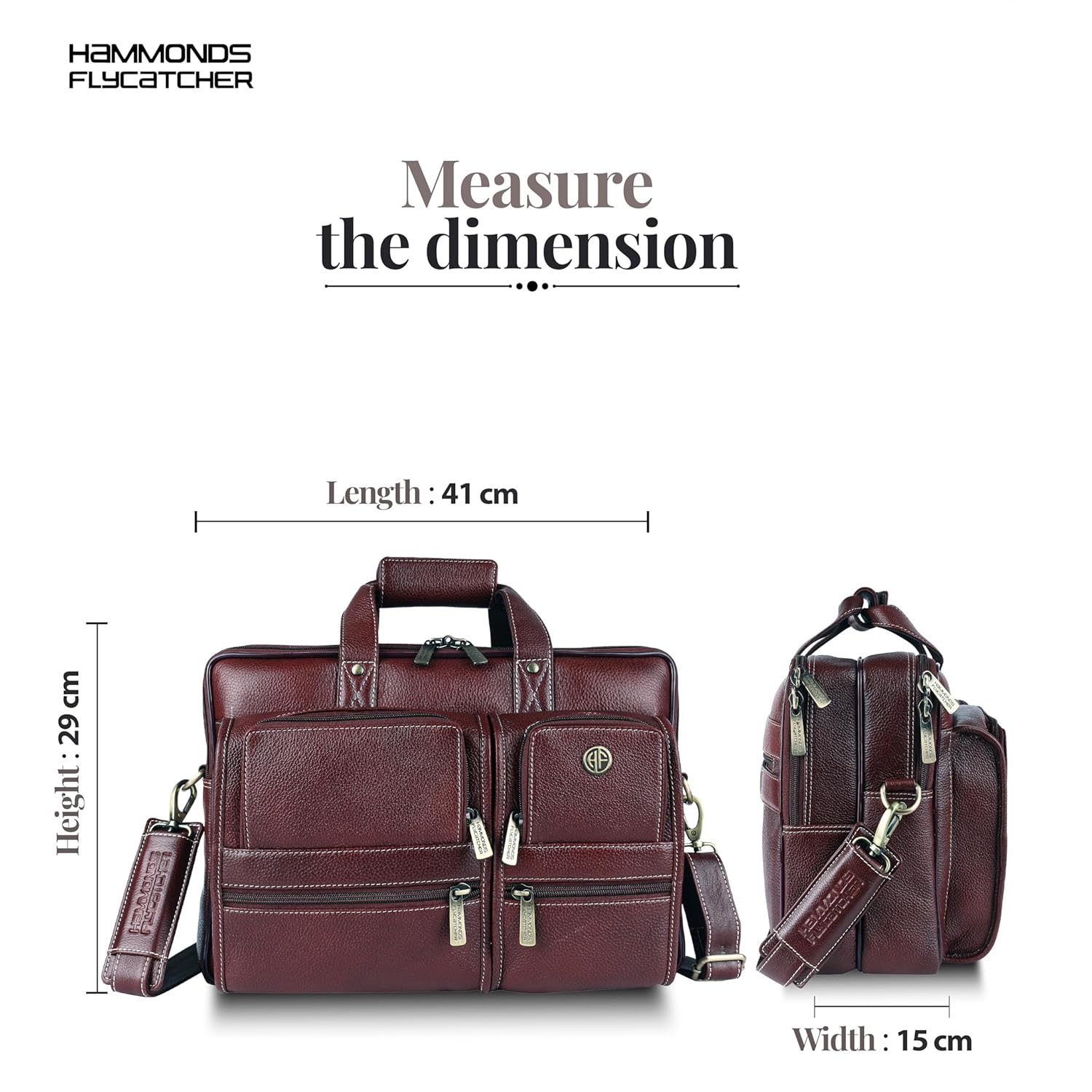 HAMMONDS FLYCATCHER Genuine Leather Office Bag for Men, Premium 15.6 Inch Laptop Bag for Men, Multi Compartments & Adjustable Strap, Ideal for Office, Travel, Daily Use - 1 Year Warranty 26 81cjLD2GzXL. SL1500