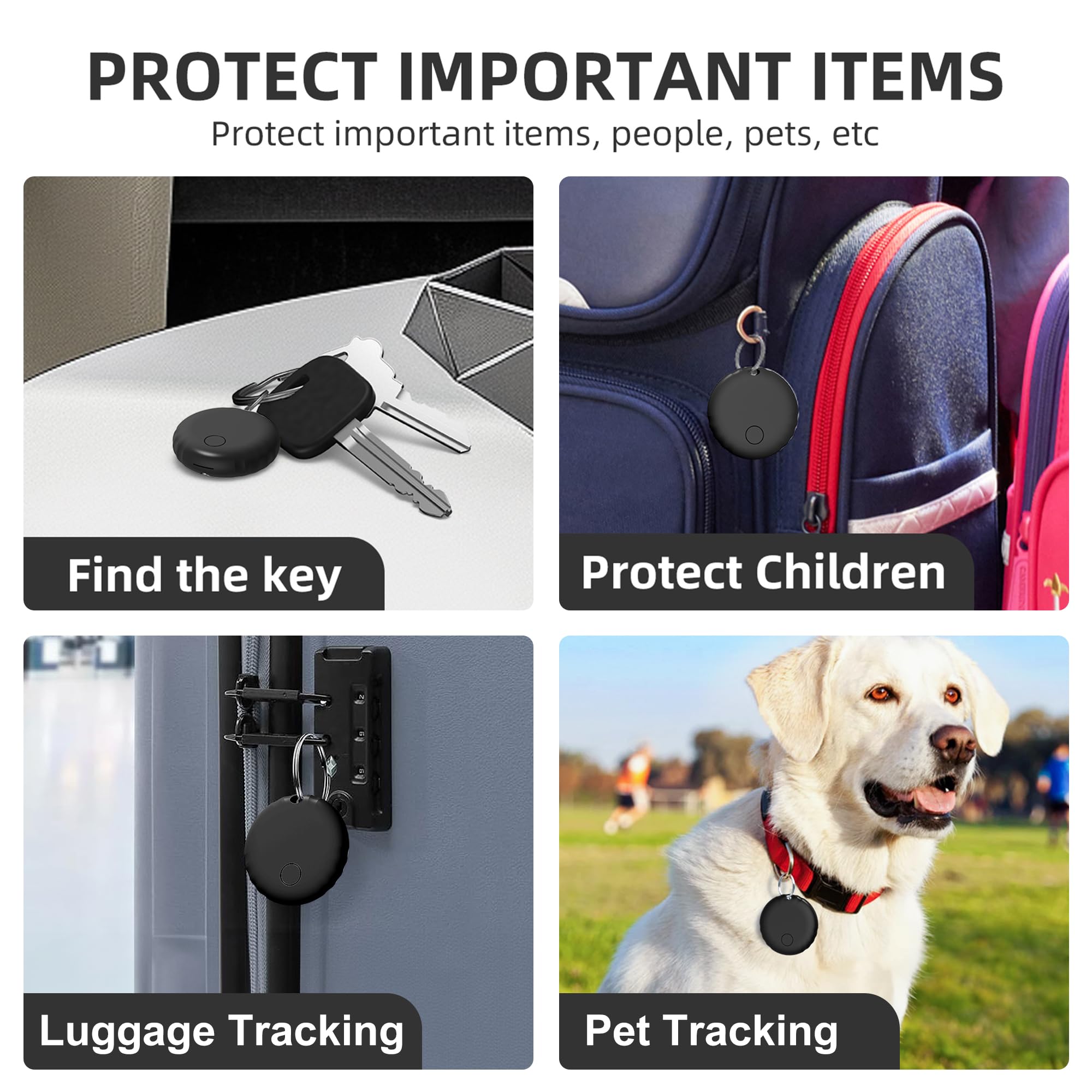 Air Tags, Smart Tag Works with Find My App (iOS Only), Keys Finder and Item Locator for Luggage, Backpack, Suitcases and More, Replaceable Battery, IP67 Waterproof Tracking Tags-5 Pack(Black)