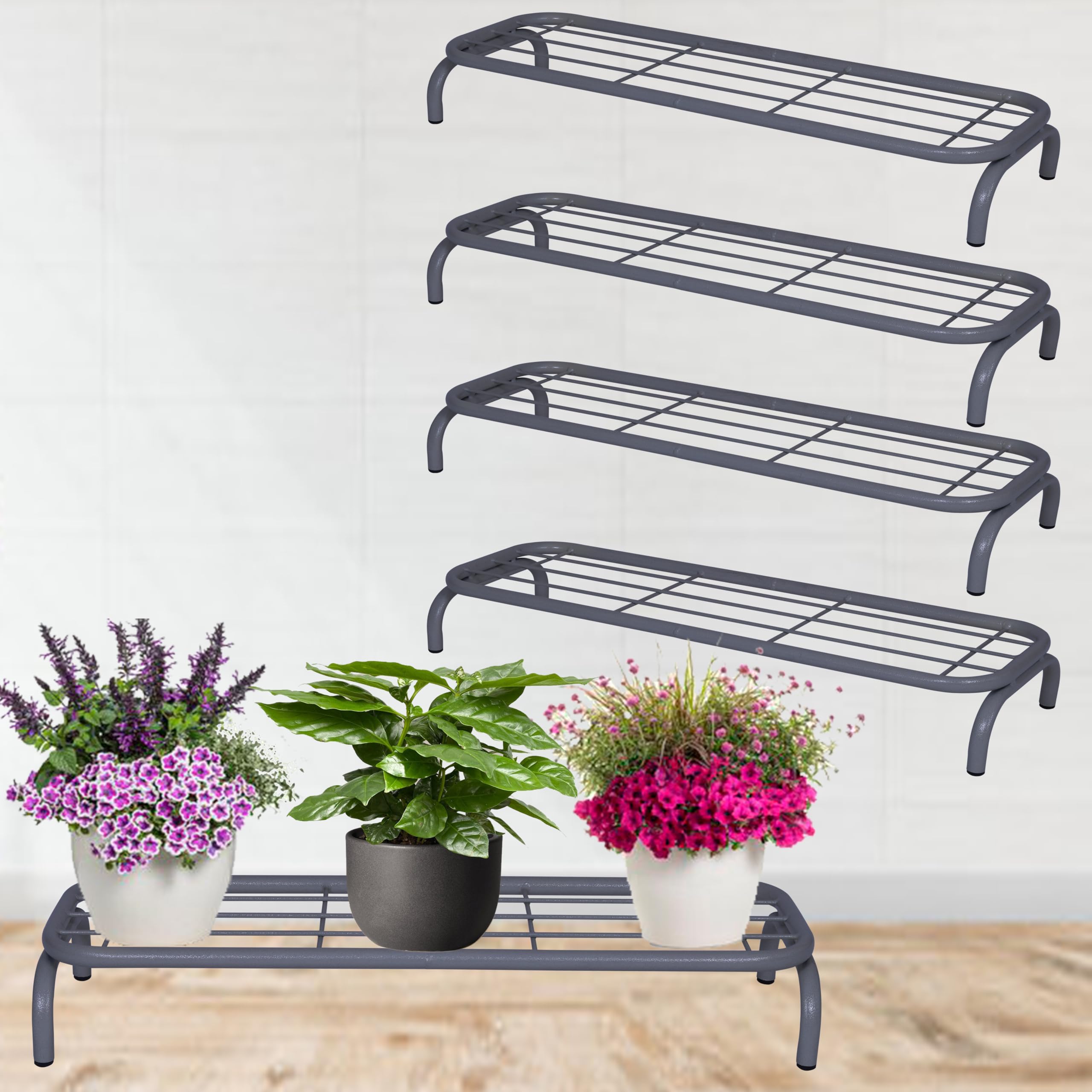 D&V ENGINEERING - Creative in innovation Metal Indoor/Outdoor planter stand/Pot Stand/plant Stand for Home/Garden Décor (26 inches Wide - Set of 4, Grey) (B089FDQQ4W) Amazon Price History, Amazon Price Tracker