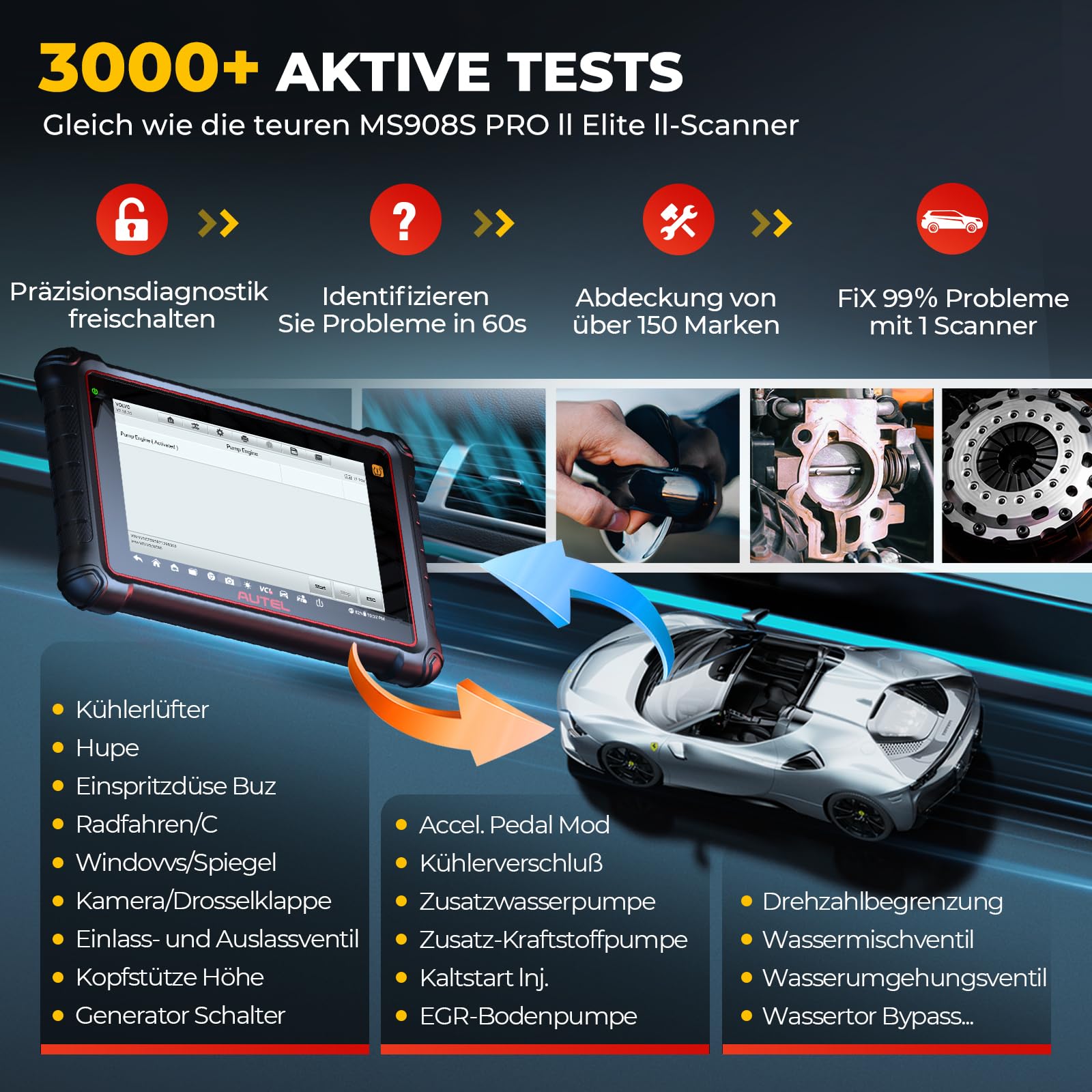 Autel MaxiCOM MK900-TS TPMS Scanner, 2024 Bidirektionales OBD2 Diagnosegerät, Upgrade von MX808S-TS/MS906TS, 40+ Service,3000+ Aktive Tests,Alle System-Diagnose,No-IP Eingeschränkte Ver. von MX900TS