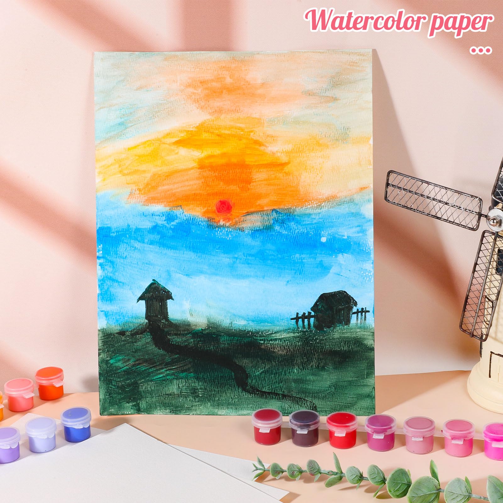 120 hojas de papel de acuarela de 9 x 12, 140 libras/300 g/m², papel de acuarela blanco a granel para niños, estudiantes, adultos, artistas, dibujo
