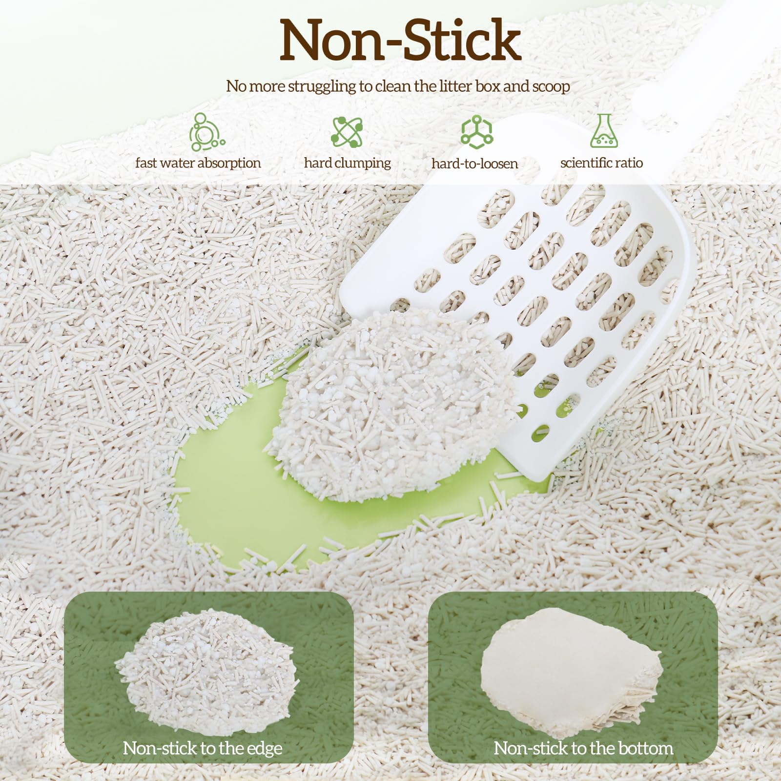 EZSKUUP Lettiera per gatti in cassava di tofu con fondo antiaderente, confezione da 2 lettiere ultra agglomeranti, lettiera biodegradabile naturale, controllo degli odori delle piante, bassa polvere