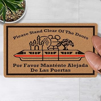 Welcome Door Mat Parks Please Stand Clear of The Doors Por Favor Mantente Outdoor Indoor Entrance, Non Slip Durable Entrance Rugs for Entry, Patio, High Traffic Areas Front Door, 17" x 29.5"