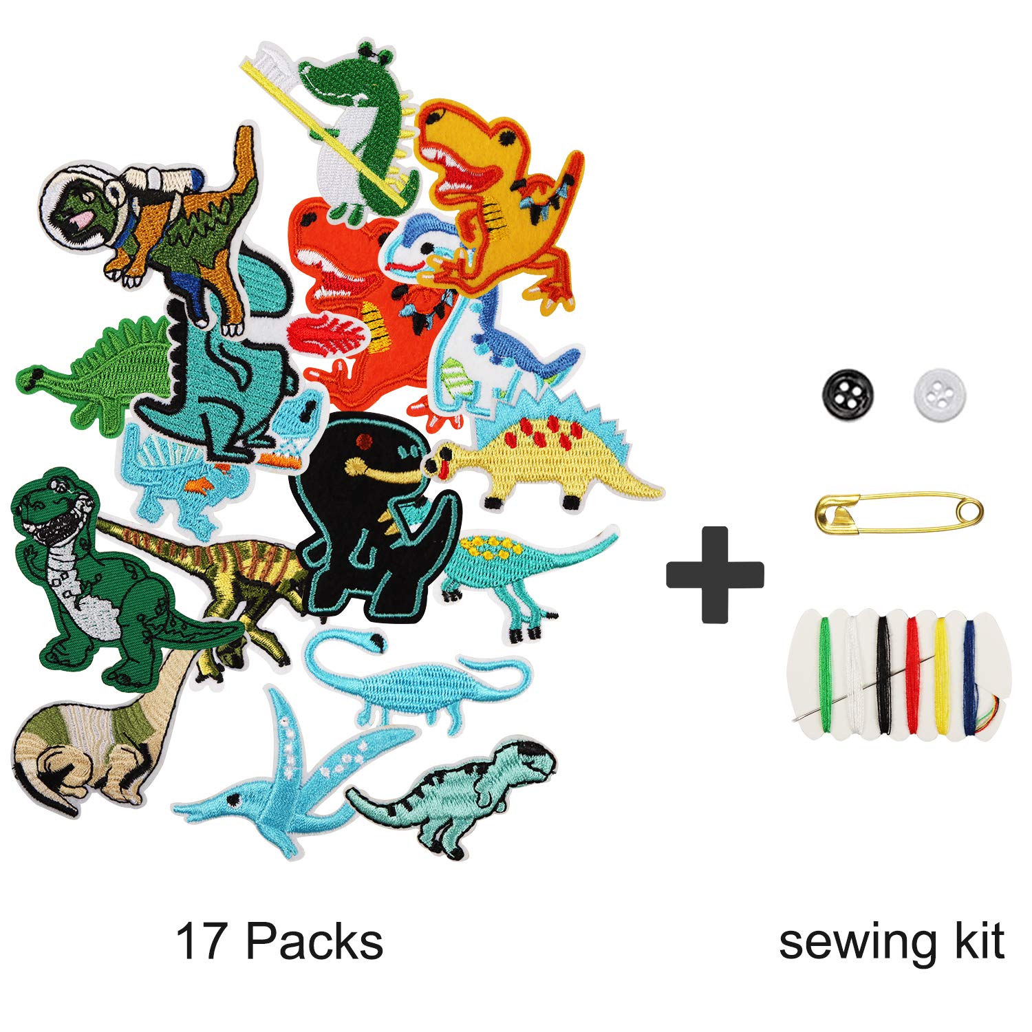 16 Patchs Thermocollants Dinosaures - Écussons à Repasser Ou à Coudre | Décoration Vêtements, Sacs, Jeans