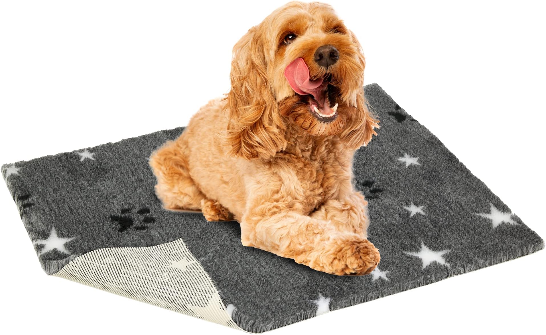 Vetbed NonSlip Medium Dog Bed Dark Grey With Stars, 100cm x 50cm