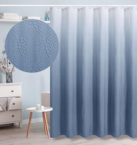 Gibelle Cortina de ducha para baño, cortina de ducha de tela texturizada en relieve 3D, moderno juego de cortina de ducha de tela suave con ganchos,